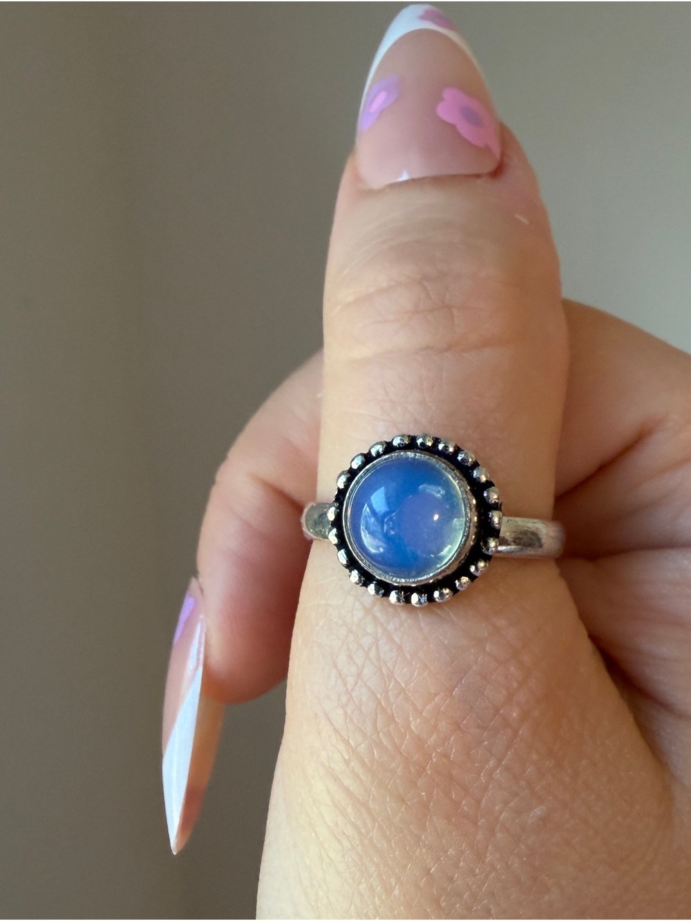 Sterling Silver 925 Blue Cabochon Ring Size 7